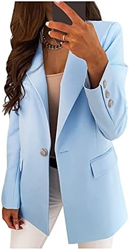 Обичен цврст сингл плус големина палта и јакни со копчиња со долги ракави тенок костум Темперамент блејзери палто за дами од канцеларија