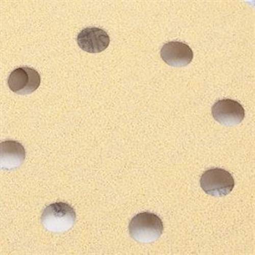 Мирка злато 5 инчи дискови од шкурка / 8-дупки / 400-решетки / 50-пакет / прашина за пескарење и јамка / 23-615-400