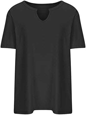 Женски Блузи За Лето 2023 Година Плус Големина Мода Солидна В-Вратот Лабава Краток Ракав Пуловер Блуза