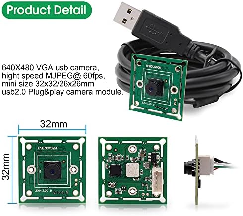 IFWATER USB Камера Модул со 1/4 OV7725 Сензор,480p 45degrees Леќа Со Голема Брзина 60FPS Мали Вградени USB Камера Одбор За Индустриска Машина,