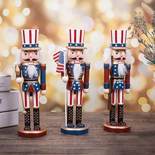 Galpada 3PCS Оревократни фигури Божиќни оревци украси дрвени војници на оревчиња играчки десктоп таблети Божиќни украси