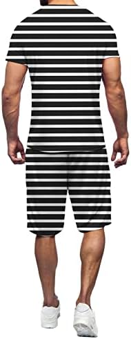 Jinfe n Облека за машки обични тренерки за кратки ракави од кратки ракави од 2 парчиња маица и шорцеви мажи апартмани случајни