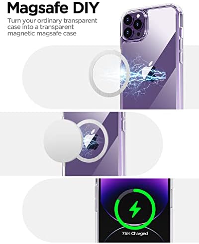 Aicase Јасен Случај за iPhone 14 Pro Max со Заштитник На Екранот И Налепница MagSafe Ring/MagSafe, [Не Пожолтување] Проѕирен Тенок Заштитен Капак