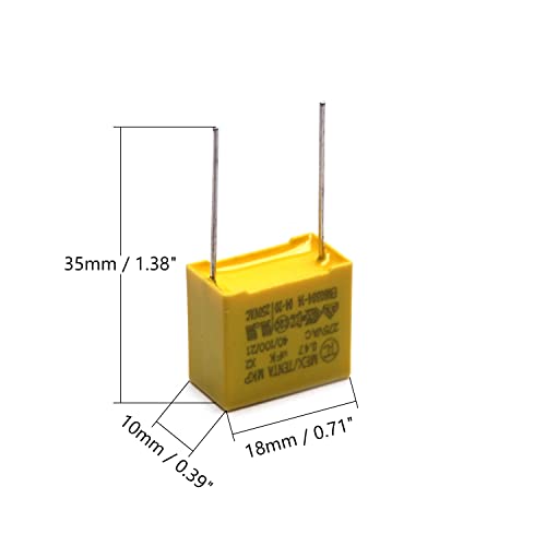 Безбедносни кондензатори на полипропилен 5pcs полипропилен 0.047UF 275V Полипропилен кондензатори15мм пин терен жолти 10 компјутери за