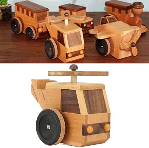 Аатрај дрвена гроздобер музичка кутија, хеликоптер форма бука ласерска гравура симпатична дрвена механичка музичка кутија за момчиња и девојчиња