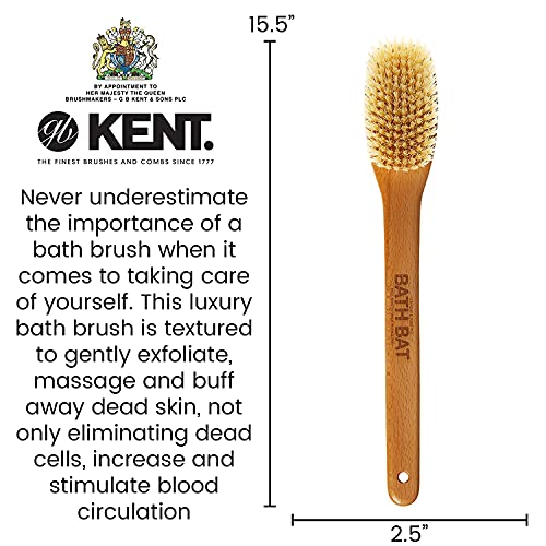 Kent FD5 Beechwood Wood Dold рачка за туширање за бања. За ексфолијација на кожата и масажа и NB2 природна четка за четка за нокти и четка за чистење на рацете за нокти