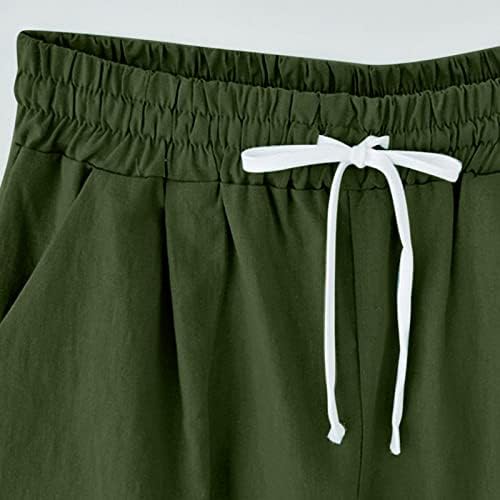 Женски шорцеви од 5 инчи памучни постелнини Обични стебла за џемпент модни цврсти атлетски бејзбол шорцеви карго панталони