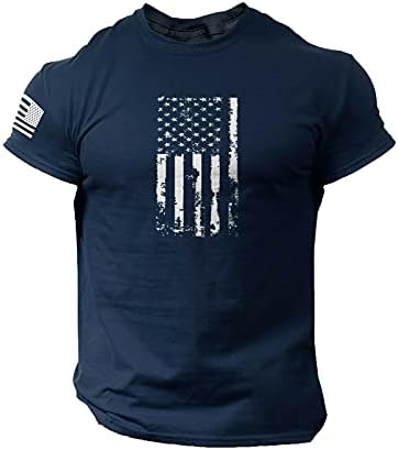 Руируилико Менс Патриотски маички 4 -ти јули Америка знаме 2023 летни врвови за кратки ракави Опуштете се вклопени графички отпечатоци Туники