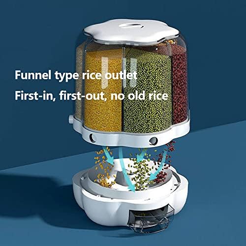 БАИХОГИ ориз &засилувач; Контејнер За Складирање Жито, Видлива Тркалезна Кофа За Складирање Ориз, Ротирачки Сад За Складирање Ориз Со 6 Решетки