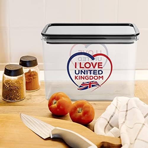 Го Сакам Обединетото Кралство Пластична Кутија За Складирање Контејнери За Складирање Храна Со Капаци Тегла Со Ориз Запечатена Кофа За