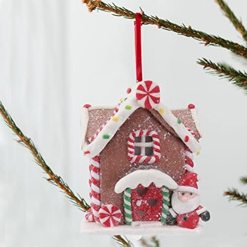 ToyVian Nativity Decor 3 парчиња Божиќни ѓумбирски украси Орнаменти Лиминозна смола Божиќна селска куќа блескава светлина за Божиќни