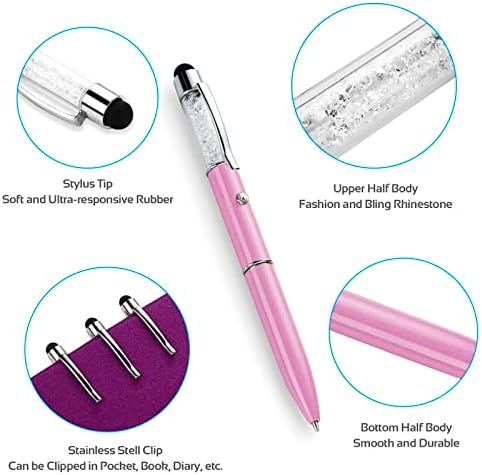 Стилус пенкало 3 во 1 капацитивен екран на допир на пенкало, брадавички кристален дијамант со зачудувачки лесен мобилен телефон на допир
