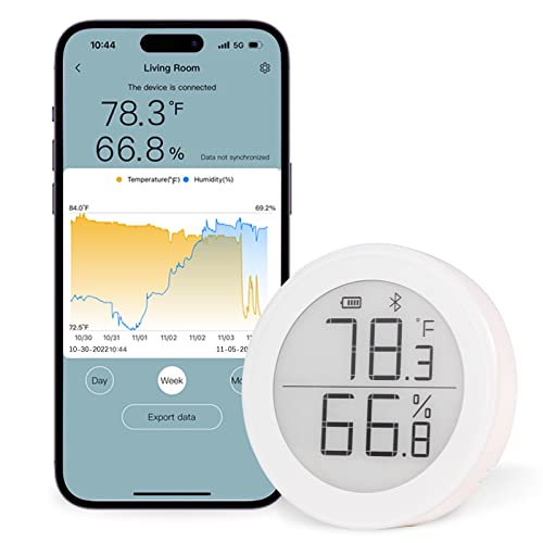Himidicup® Bluetooth Термометар Higrometer H1, Внатрешен Безжичен Сензор За Влажност На Температурата W/ E-Mink Дисплеј, АПЛИКАЦИЈА W/O Претплата,
