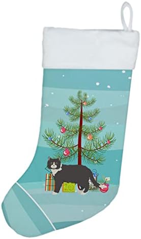 Богатства на Каролина CK4687CS пудл мачка 1 мачка Среќна Божиќна Божиќна порибување, камин што виси чорапи Божиќна сезона забава Декорации