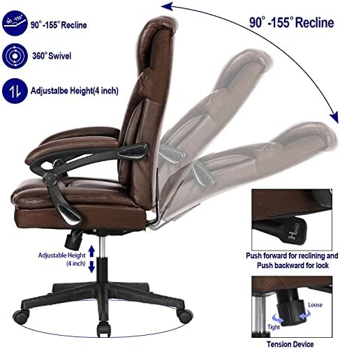 Kcream ергономски канцелариски стол, компјутерски стол ПУ кожа вртливата задача стол за ракавици стол со стол со тркала Менаџерски