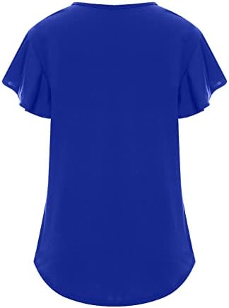 LCEPCY RUFFLE кратки ракави Туника Туника Врвна блуза со кружни врати на вратот летни елегантни резервоари за жени