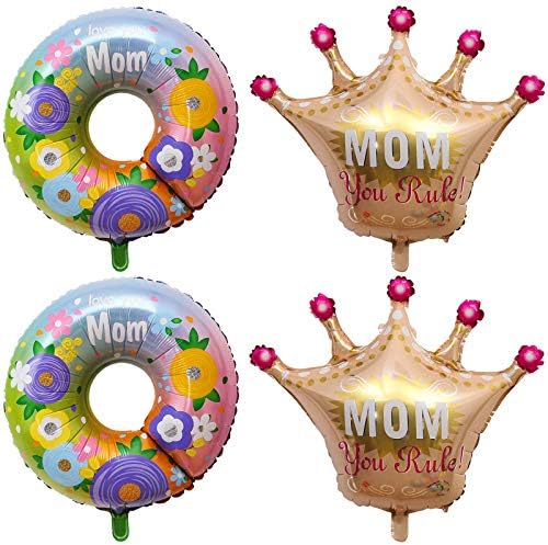 Денот на мајката Балони Украси, Огромна Љубов Мајка Круна Крофни Фолија Балони За Среќен Ден На Мајката Роденден Мајка Чај Партија