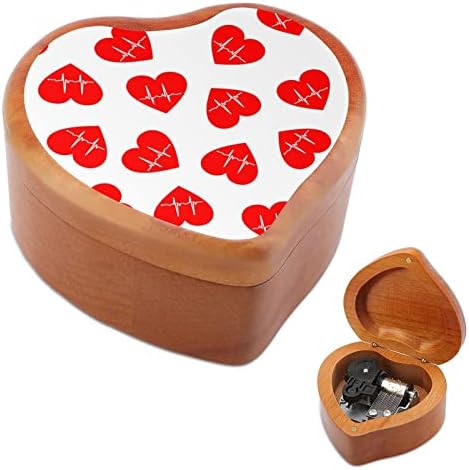 Слуша музички кутии за часовници за часовници гроздобер и дрвена форма во форма на срцеви кутии подароци украси