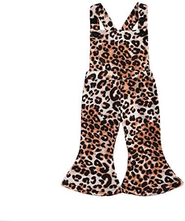 Дете дете бебе девојче пролетно летно летно ракав без ракав ромпер едно парче леопард печатено комбинезон, панталони со пламен