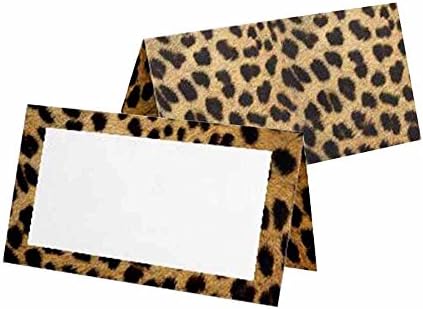 Картички за печатење на гепарди - стил на шатор - Дизајн на тема за животни од животински свет - Белиот фронт со граница - табела за поставување