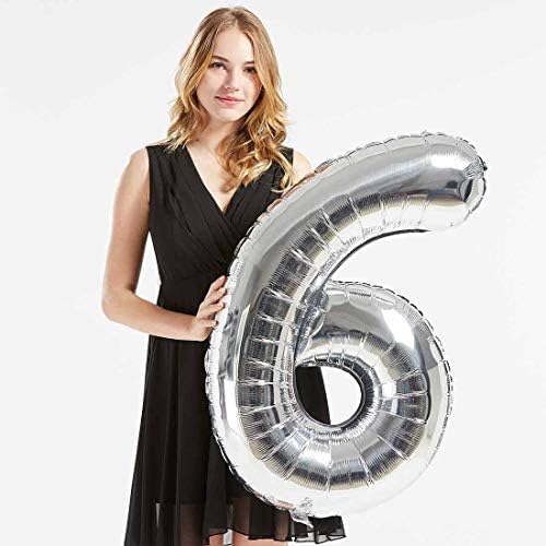 40 инчен Сребрена Фолија 16 Хелиум Џамбо Дигитален Број Балони, 16-Ти Роденден Декорација За Девојчиња или Момчиња, Слатка