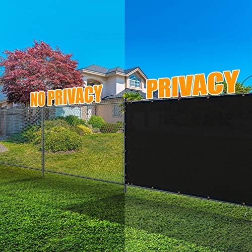 Амго 6 'x 50' црна ограда екранот за приватност на приватноста, со врски и громи, тешка за комерцијални и станбени, вклучени