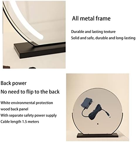 FIFOR 360 ° Rotatable Mirror со светла за маса за облекување шминка, суета огледало со затемнето светло за затемнување на допир, осветлување