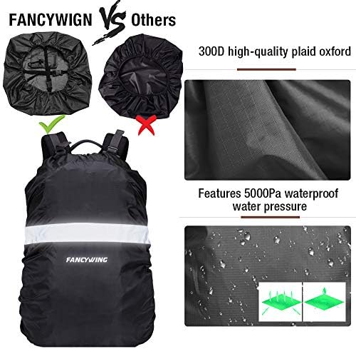 Фенсивинг водоотпорен ранец на ранецот дожд со рефлексивна лента, надграден 10-90L не-лизгање на ранец на ранец за пешачење,