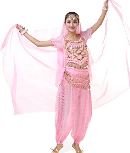 Zltdream indianенски индиски стомак танцување шарена шамија превез 2.2 * 1,2м за Ноќта на вештерките ривс костум шифон