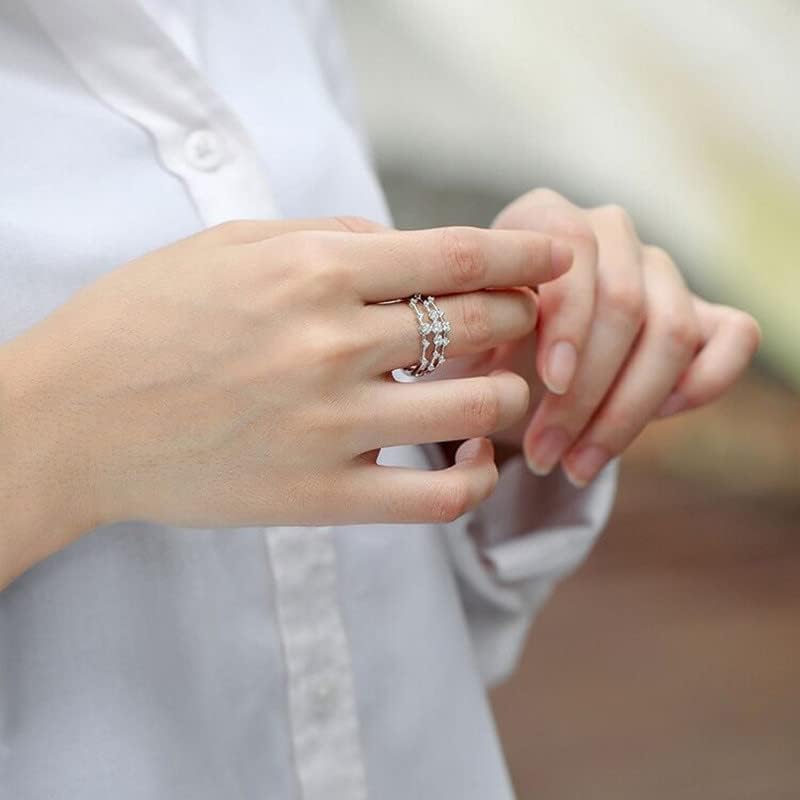 Моден женски дијамант со отворено прстен за циркон венчален прстен од не'рѓосувачки челик прстени за жени