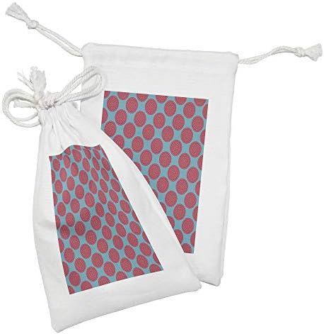 Амбесон Гроздобер Ткаенина Торбичка Сет од 2, Геометриски Кругови Точки Триаголници Шилести Цветни Инспирирани Печати, Мала Торба