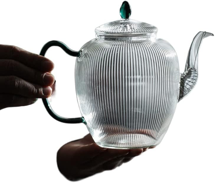 Чај од чај од стаклена котел со котел со еден тенџере со голем капацитет цвет чајник отпорен на топлина 玻璃 煮 水壶 茶 烧 水壶单壶大 容量 花 茶壶 耐热