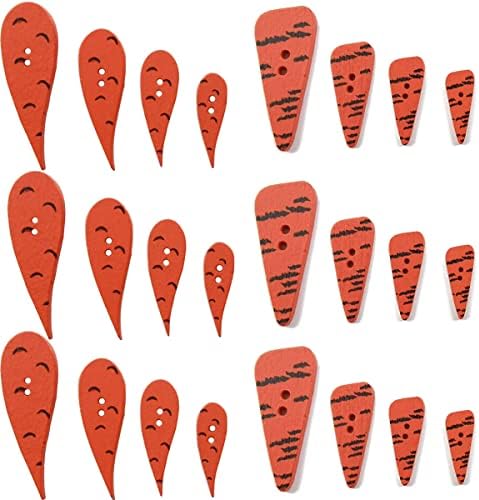 GXXMEI 200pcs Божиќно морков нос копчиња Божиќни дрвени копчиња DIY украс Божиќ Снежен човек DIY декорација занает, 4 големини, 2