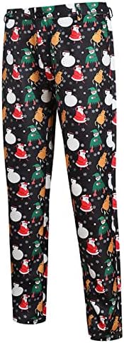 XXBR 2PCS Божиќни костуми за мажи, Божиќ Дедо Мраз Снежан Снежан Печати единечен дојка панталони панталони панталони поставува доцна