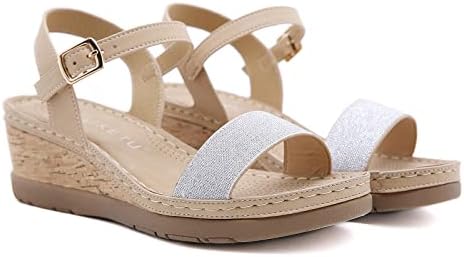 Клин -сандали за жени облечени летни модни модни отворени пети водоотпорни стилски стилски чевли за забава за датира секој ден