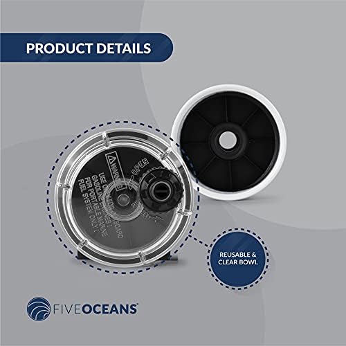 Пет океани филтер за гориво за гориво на морско гориво со сепаратор со чинија, дијаметар на конец 11/16 -16UNC, го заменува 35-60494-1,