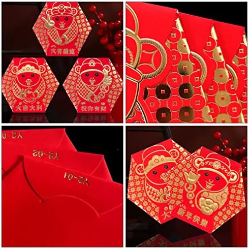 АБУФАН Кинески Новогодишни Црвени Пликови 16 парчиња Кинески Црвени Пликови Кинески Зајак Црвен Плик Хонг Бао Подарок Среќен Џеб За