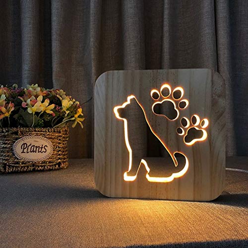 XDG Тема за кучиња 3Д дрвена ламба LED ноќна светлина Декорација на домашни простории креативни ламби за маса за велигденски подарок