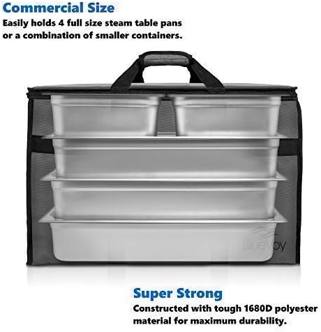 Bluevoy изолирана торба за испорака на храна - Премиум голема комерцијална угостителска торба за транспорт на храна - топла и ладна