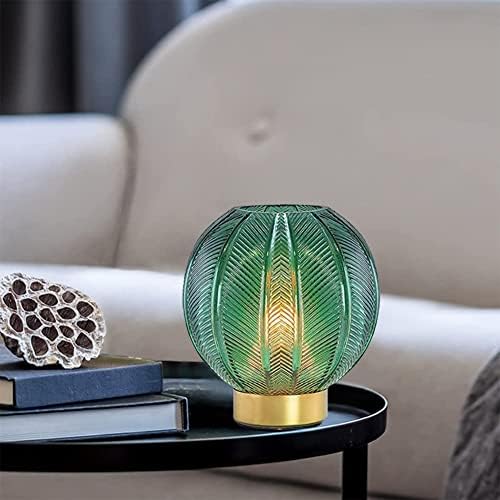 Aclblk Популарна минималистичка зелена стаклена маса за ламби во средниот век модерна стаклена стаклена топка декор декор, светло злато метал