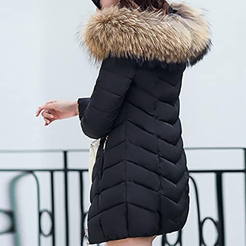 Foviguo плус големина Зимски палта за жени, долги ракави со палто за жени Encanto паб есенски долги памучни палта од памук