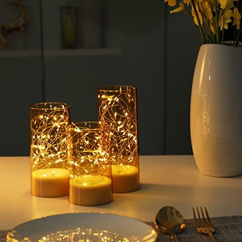 Vanrener сет од 3 свеќи за ламби за табели за батерии 5/6/7inch Високи акрилни декоративни светла со самовила светла за батерии напојувана