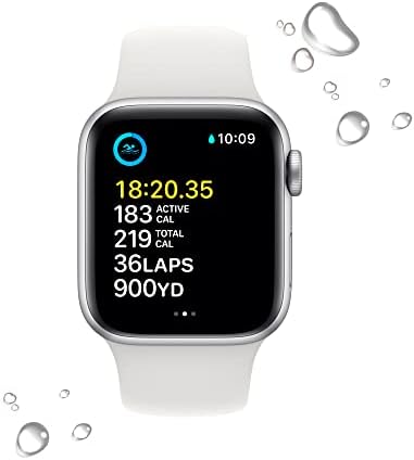 Apple Watch SE GPS + Мобилен 40mm Сребрен Алуминиумски Случај Со Бел Спортски Бенд-S/M со AppleCare+