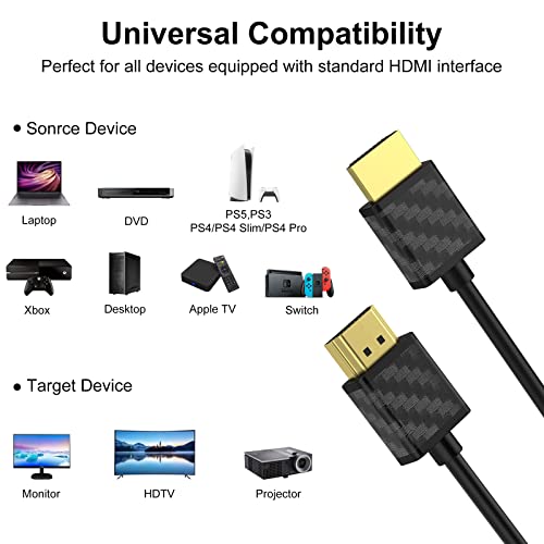 SOYBAE 4k HDMI Кабел 3ft, HDMI 2.0 Кабел Поддржува 4k@60Hz, 3D, 2160P, 1080P, Ethernet, HDCP 2.2, ARC, Компатибилен ЗА PS5/PS4,