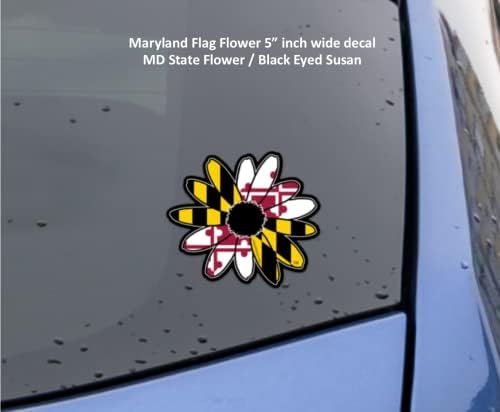 Мериленд Државен цветен декларален прозорец за прозорец со црно очи Сузан сувенир со знаме