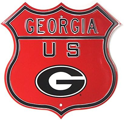 Булдогите во Georgiaорџија официјално лиценциран автентичен челик 17x17 знак на црвен автопат