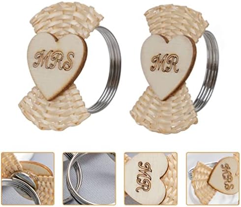 Кабилок гроздобер декор 2 парчиња прстен за венчавки и држач за салфетка рустикална ткаени лак салфетки, метални жичани прстени за ткиво