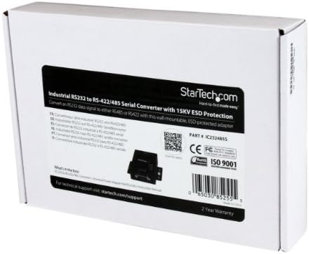 Startech.com Индустриски RS232 до RS422/ 485 Конвертор на сериски порт W/ 15KV ESD Заштита - RS232 до RS 422 RS485 Адаптер за конвертор