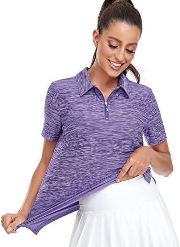 Wiracy женски голф кошула UPF50+ тренинг за заштита од сонце врвови долги кратки ракави 1/4 поштенски допол на брзо суво вклопување