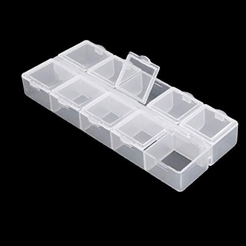 Х-DREE Пластични Правоаголни 10 Слотови Електронски Компоненти Кутија За Складирање Кутија Контејнер Јасно Бела 13,3 см x 5,8 см